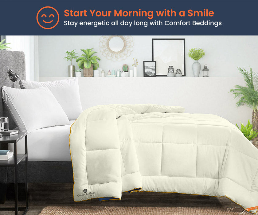 Ivory and mediterranean blue reversible comforter - Comfort Beddings