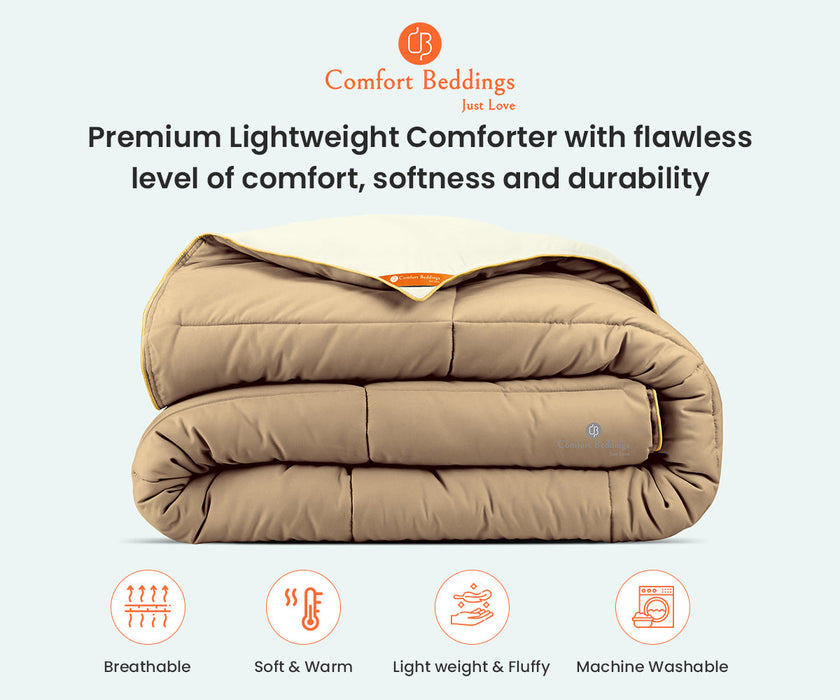 Ivory and taupe reversible comforter - Comfort Beddings
