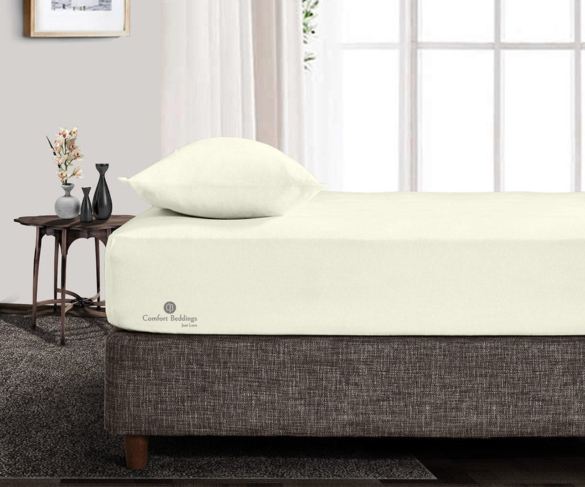 Ivory Fitted Bed Sheet - Comfort Beddings