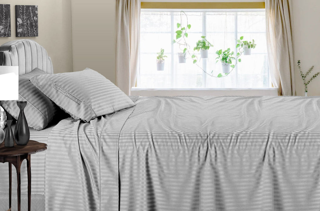 300 Thread Count striped Light Grey Sheet Set