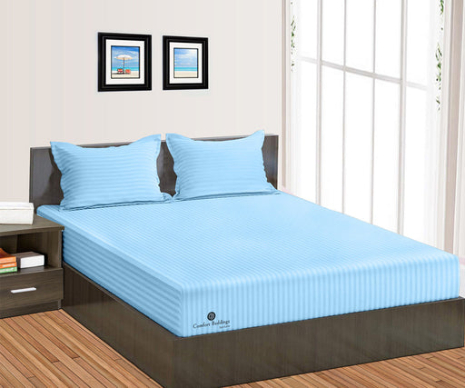 Light Blue Stripe Fitted Bed Sheet - Comfort Beddings