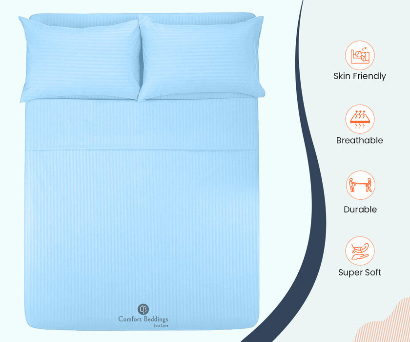 Light Blue Stripe queen size flat sheet size