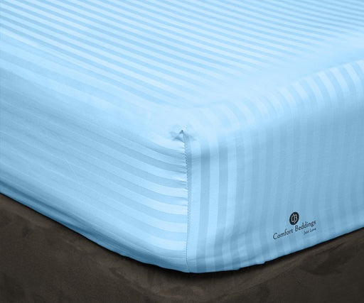 Light Blue Stripe Fitted Bed Sheet - Comfort Beddings