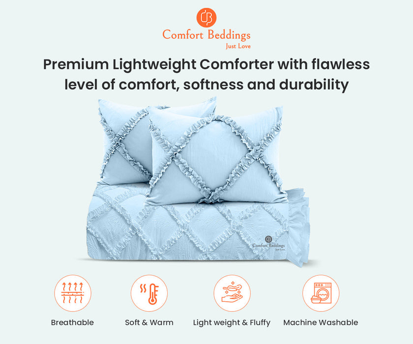 Light Blue Diamond Ruffled comforter