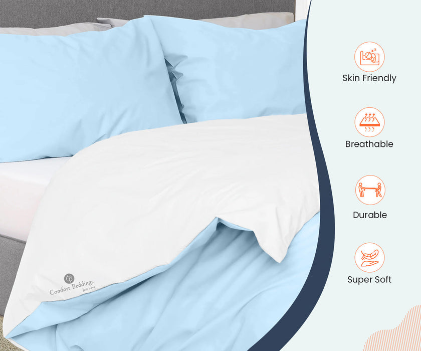 Light Blue Reversible Duvet Cover
