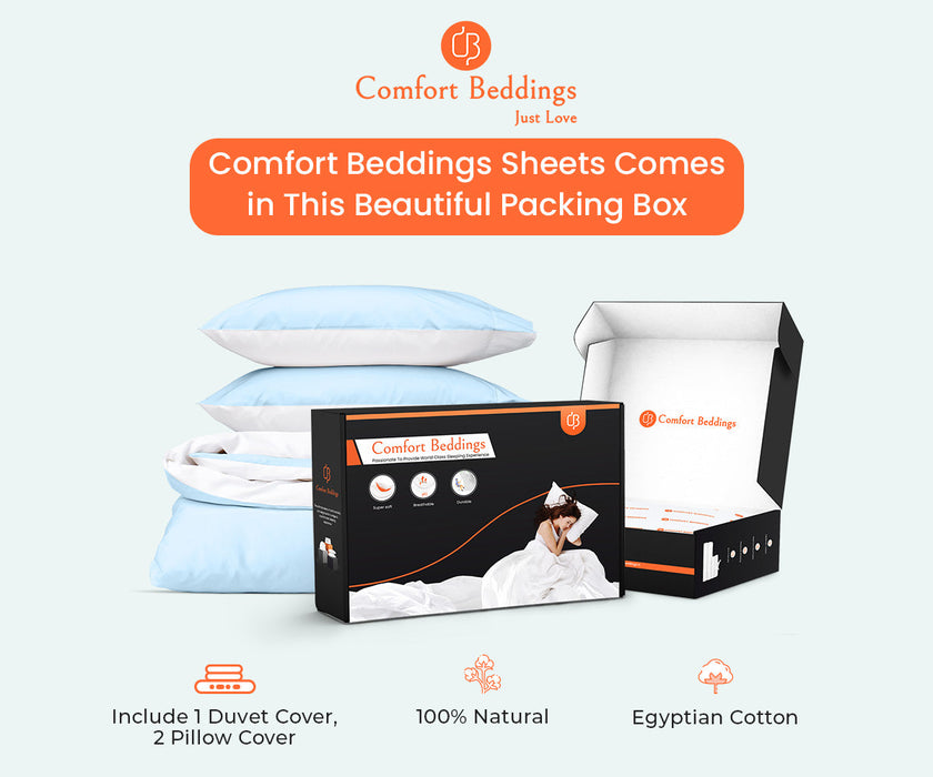 Light Blue Reversible Duvet Cover