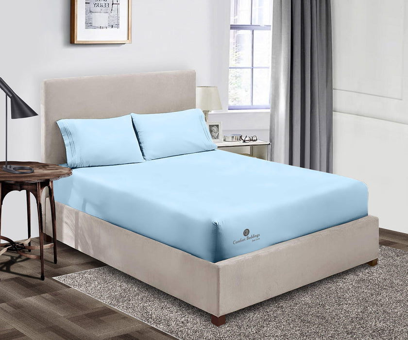 Light Blue Fitted Bed Sheet - Comfort Beddings