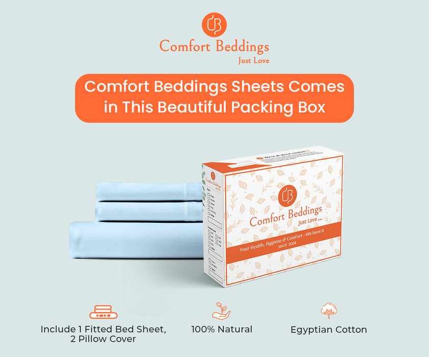 Light Blue Fitted Bed Sheet - Comfort Beddings