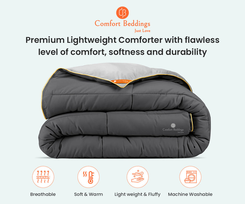 Light grey and dark grey reversible comforter - Comfort Beddings