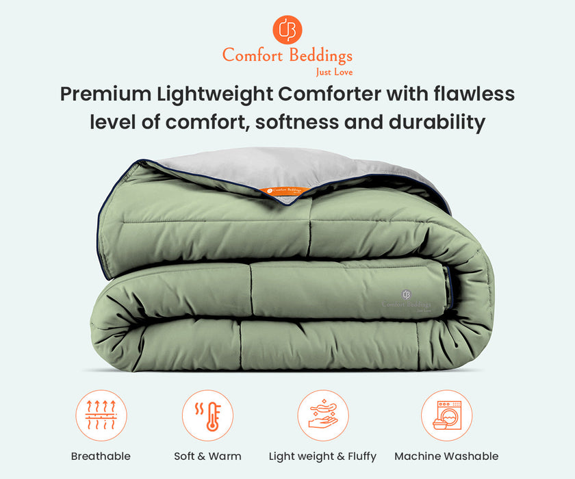 Light grey and moss reversible comforter - Comfort Beddings