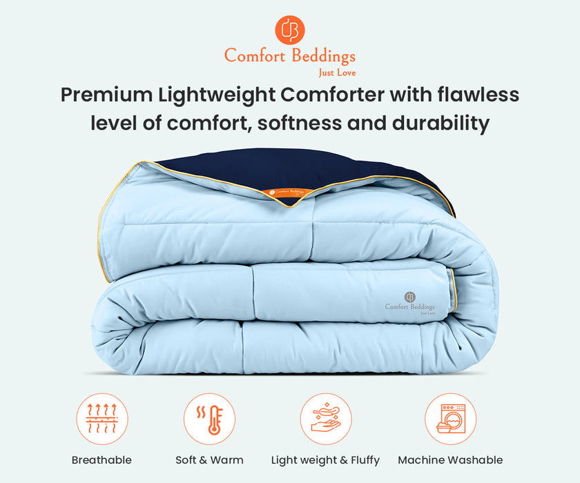 Navy blue and light blue reversible comforter - Comfort Beddings
