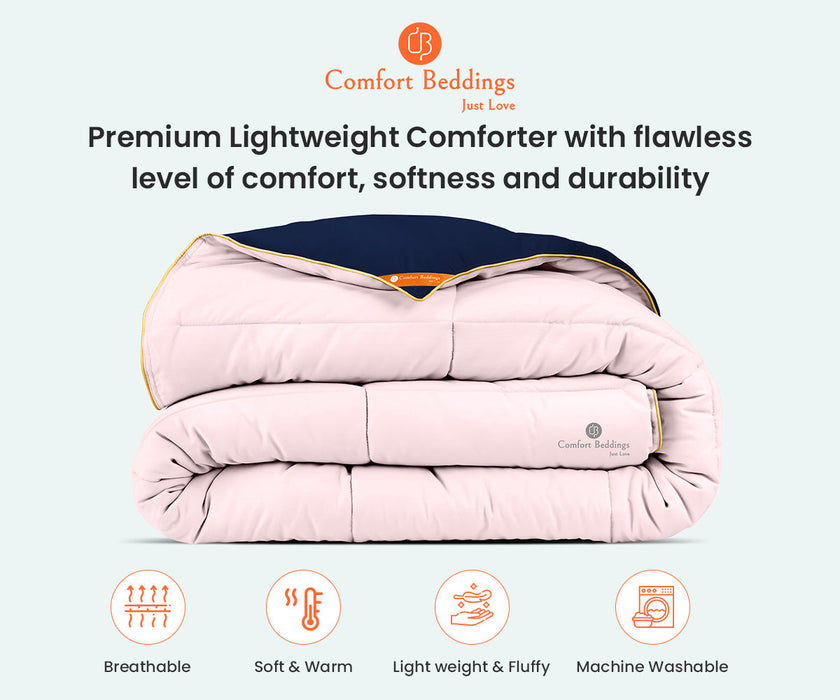 Navy blue and pink reversible comforter - Comfort Beddings