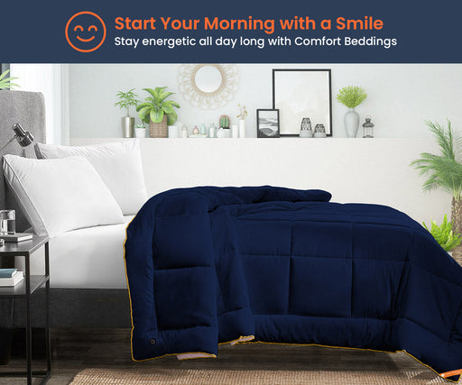 Navy blue and pink reversible comforter - Comfort Beddings
