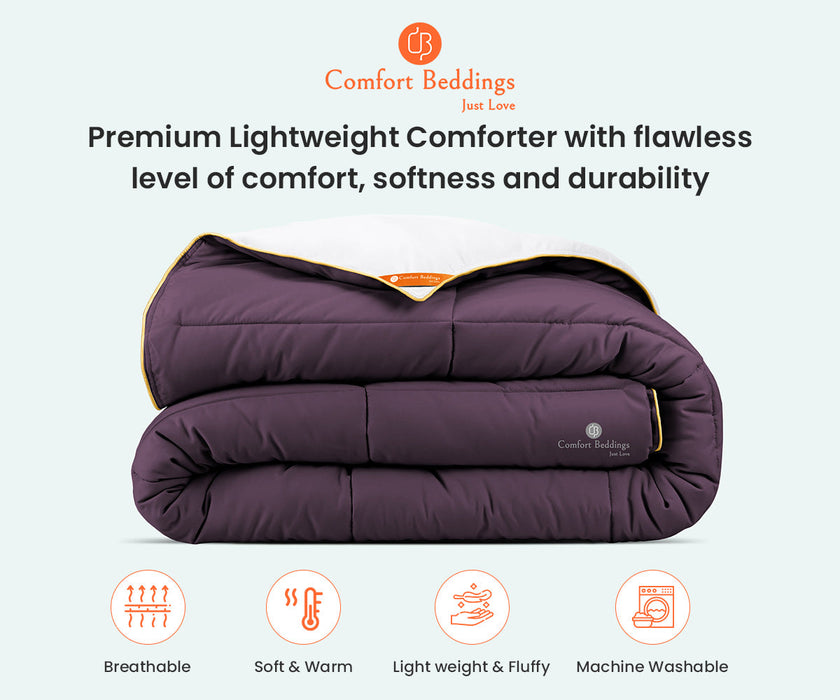 White and plum reversible comforter - Comfort Beddings