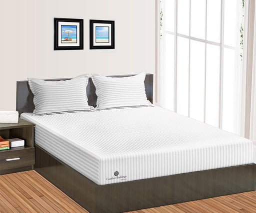 White Striped Fitted Bed Sheet - Comfort Beddings