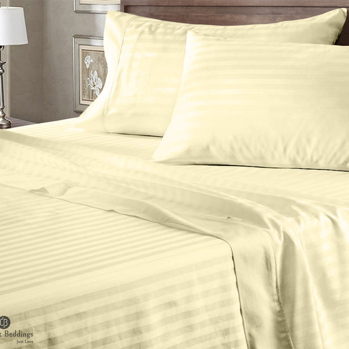 Ivory stripe bedsheet on a clean bed - Comfort Beddings