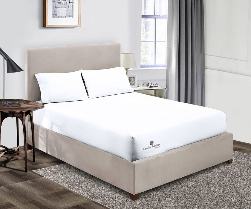 White cotton fitted bed sheet from Comfort Beddings
