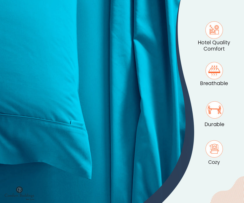 Turquoise Blue Fitted Bed Sheet