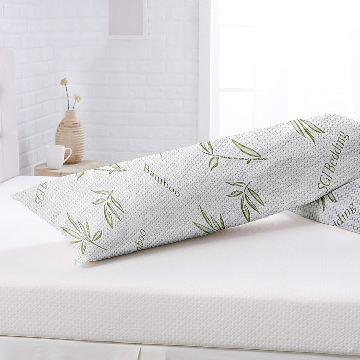 Luxury White Microfiber Body Pillow with Bamboo Cover