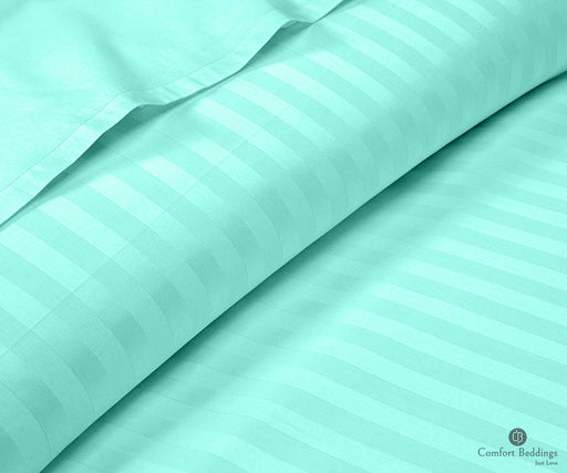 aque blue stripe flat sheets