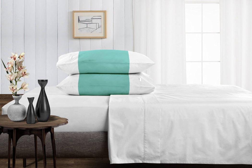 Aqua Green with White Contrast Pillow Covers