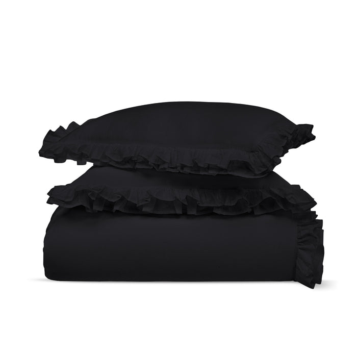 Black Trimmed Ruffled Duvet Cover