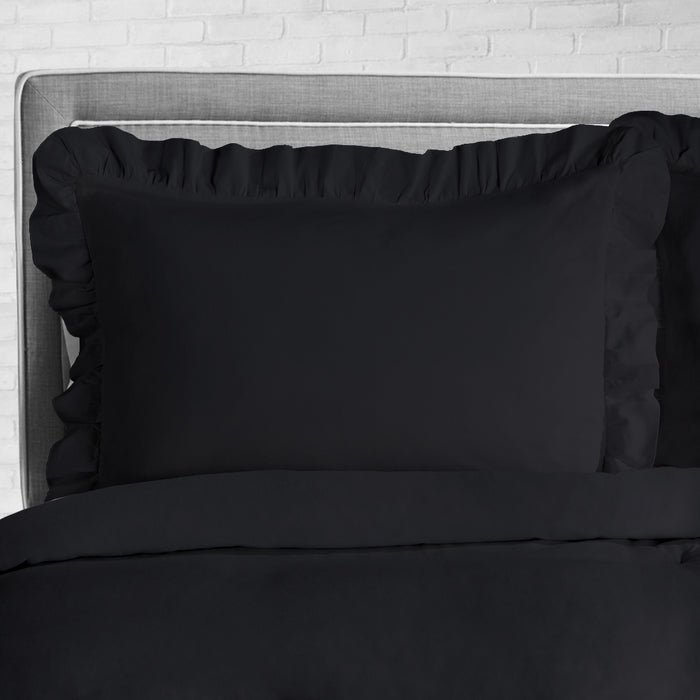 Black Trimmed Ruffled Duvet Cover