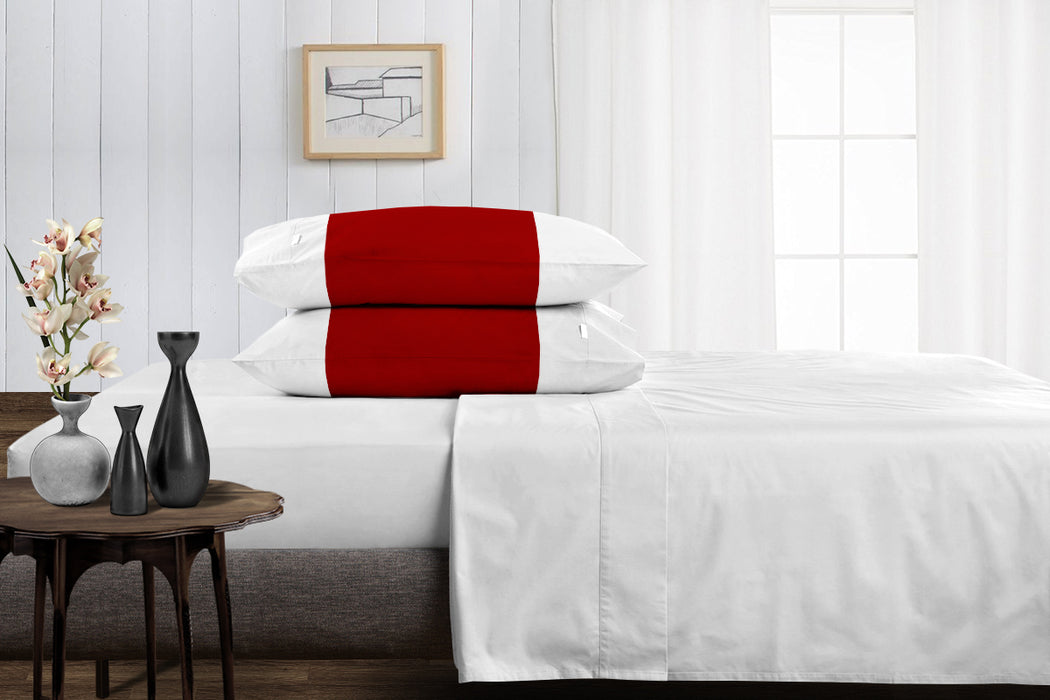 Blood Red with White Contrast Pillow Covers