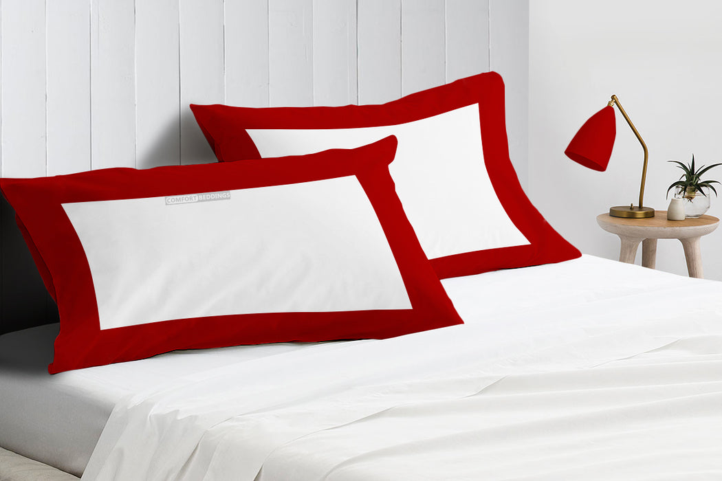 Blood Red with White Two Tone Pillow Covers