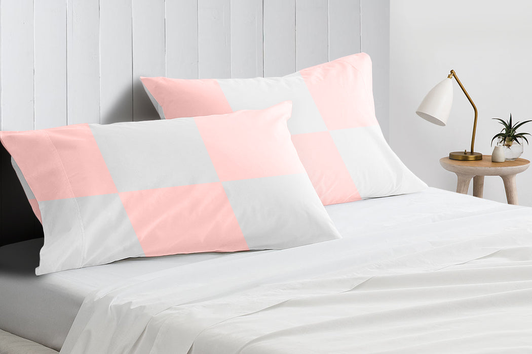 Blush with White Chex Pillow Covers