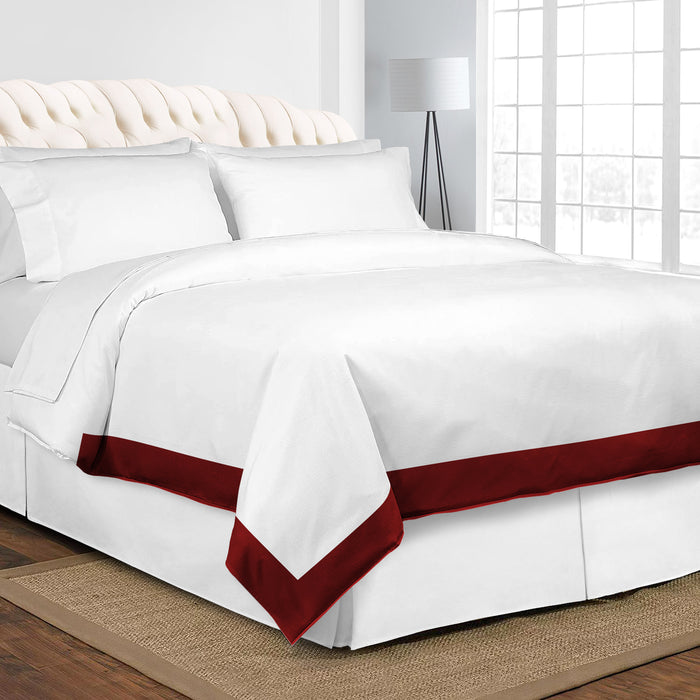 Burgundy with White Two Tone Duvet Cover
