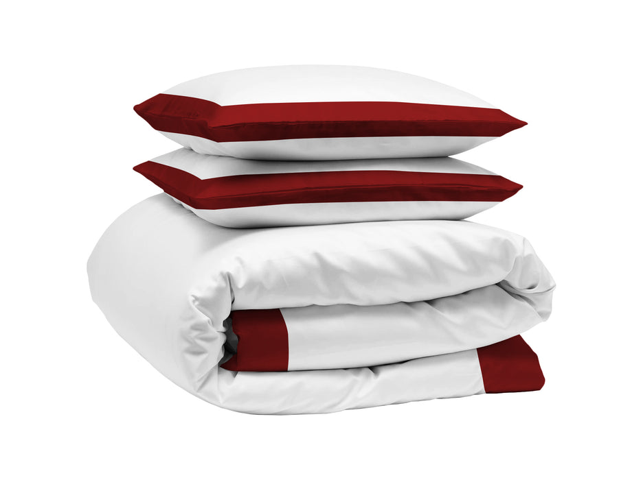 Burgundy with White Two Tone Duvet Cover