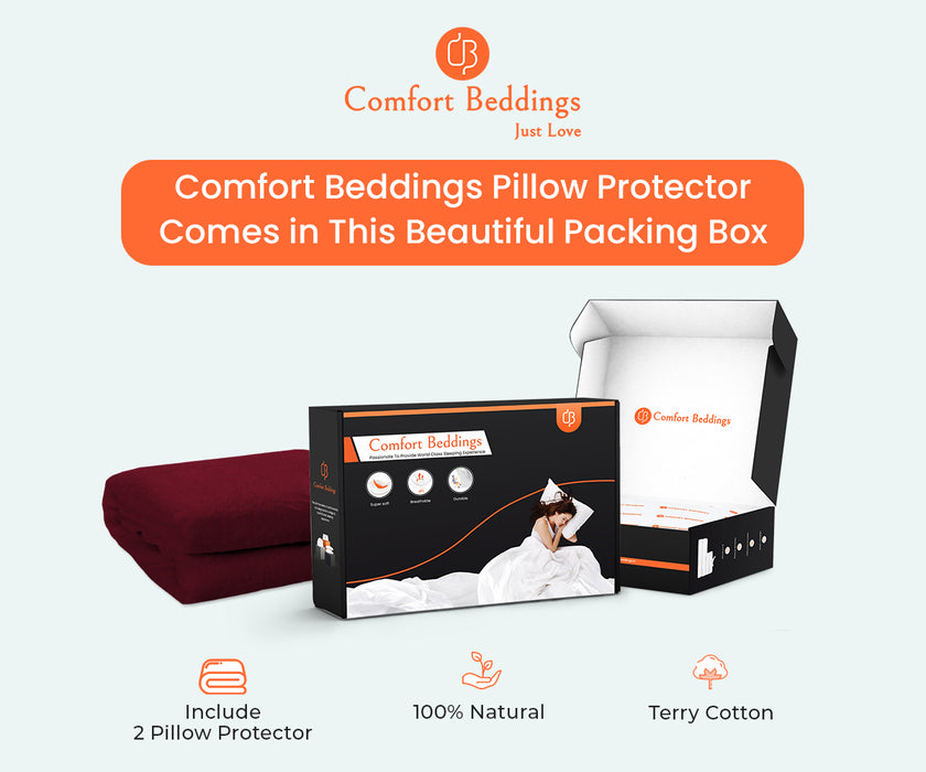Terry Burgundy Waterproof Pillow Protector