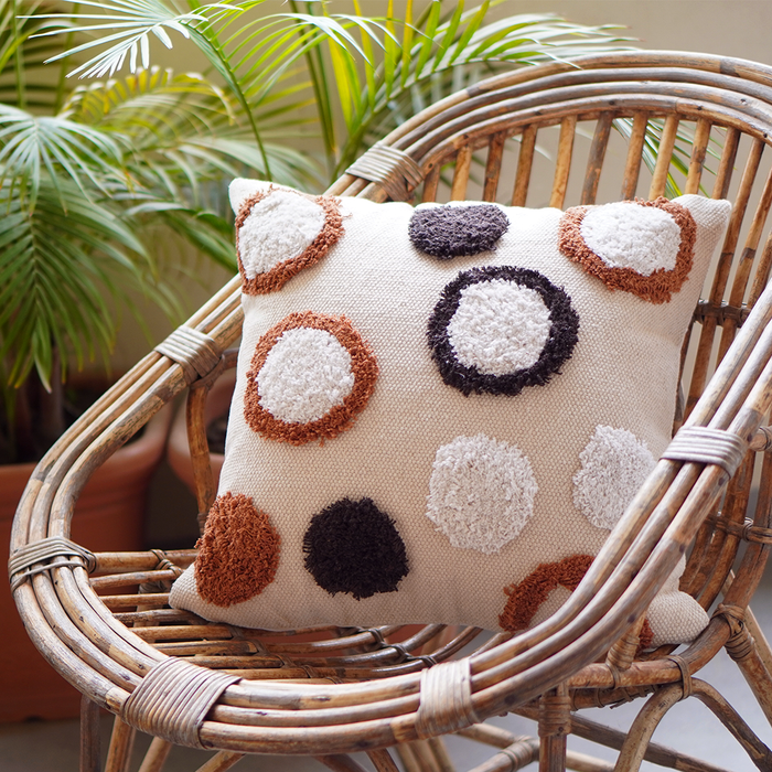 Tufted Multi Colour Dotted Cushion Cover