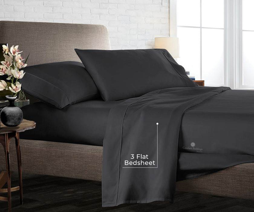 Dark Grey Pack Of 3 Flat Bedsheet