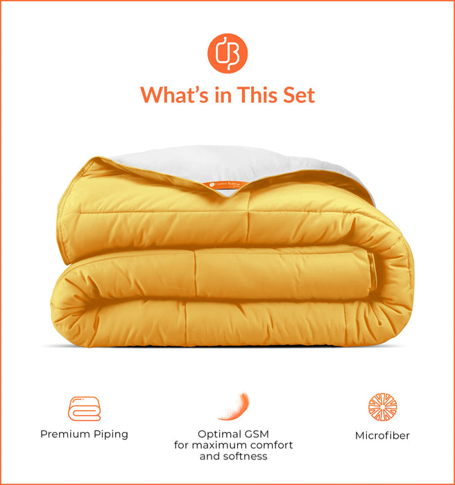 Golden reversible comforter