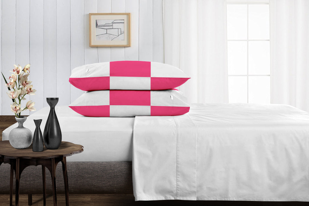 Hot Pink with White Chex Pillow Covers