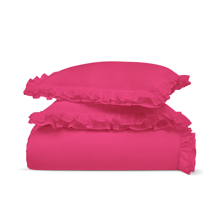 Hot Pink Trimmed Ruffled Duvet Cover