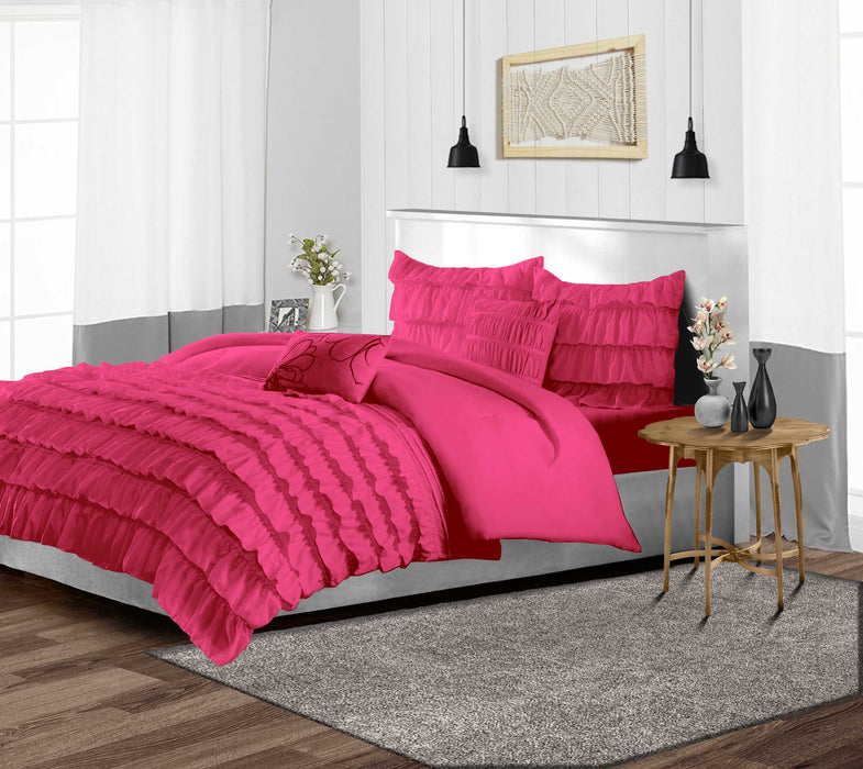 Hot Pink Multi Ruffled Duvet Cover