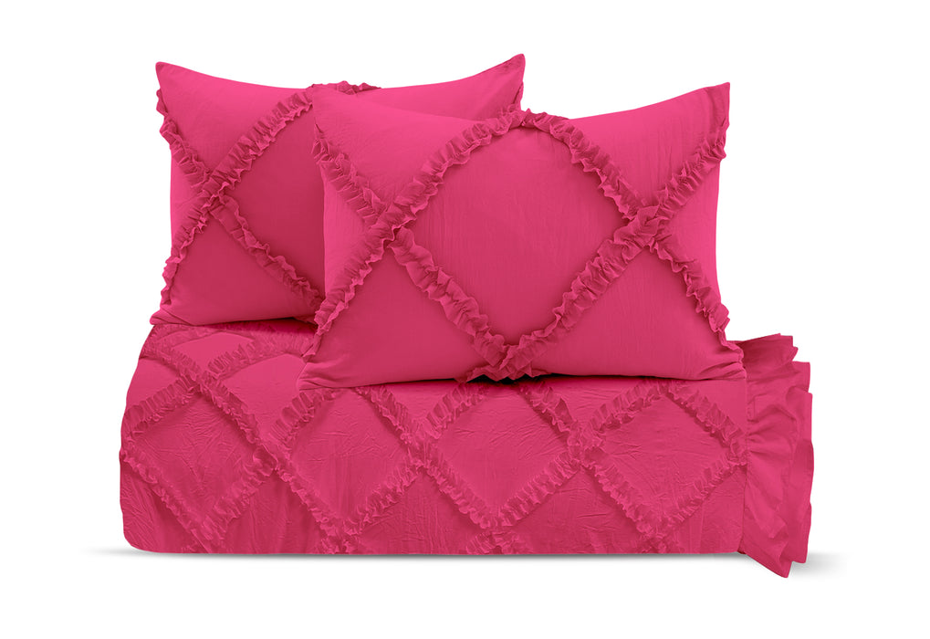 Hot Pink Diamond Ruffled Duvet Cover