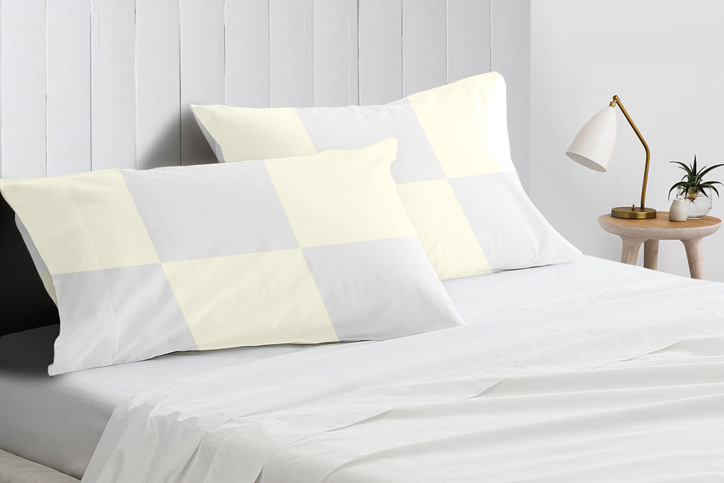Ivory with White Chex Pillow Covers