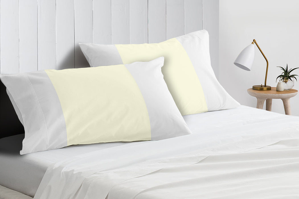 Ivory  with White Contrast Pillow Covers