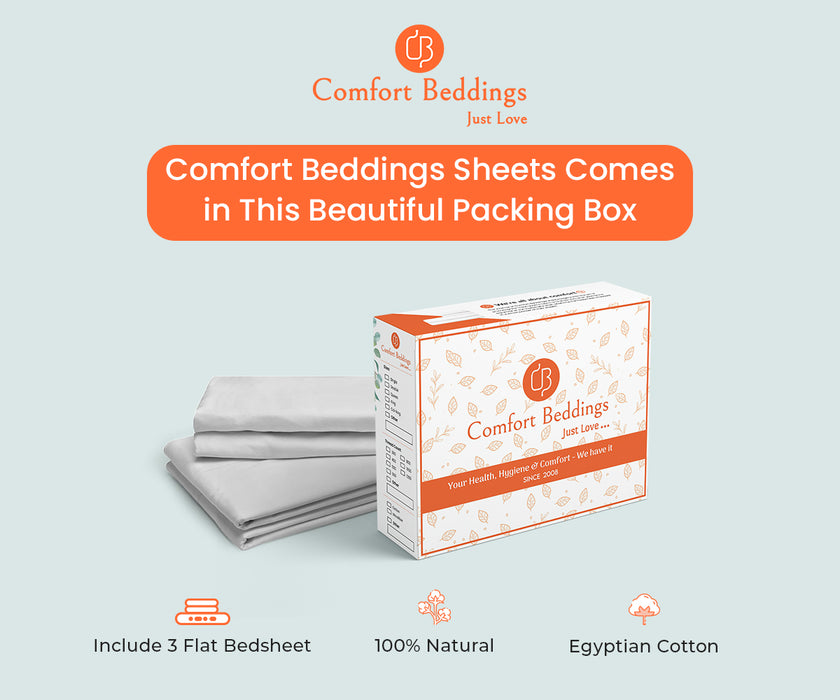 Light Grey Pack Of 3 Flat Bedsheet - Comfort Beddings