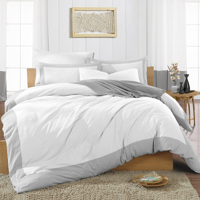 Light Grey with White Two Tone Duvet Cover