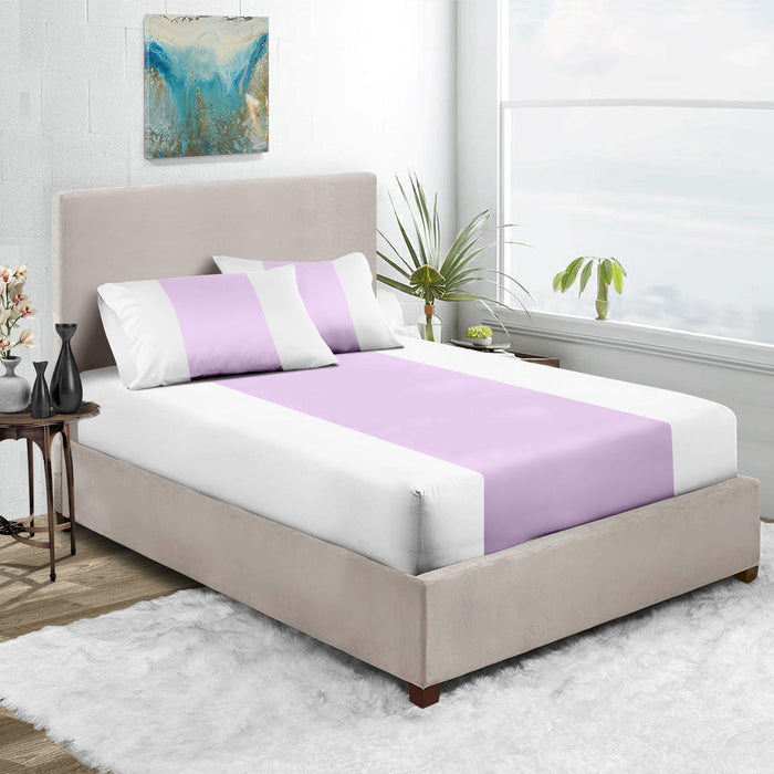 Lilac with White Contrast Fitted Bed Sheet