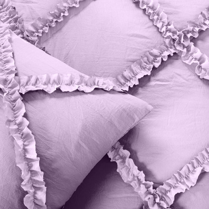 Lilac Diamond Ruffled Duvet Cover