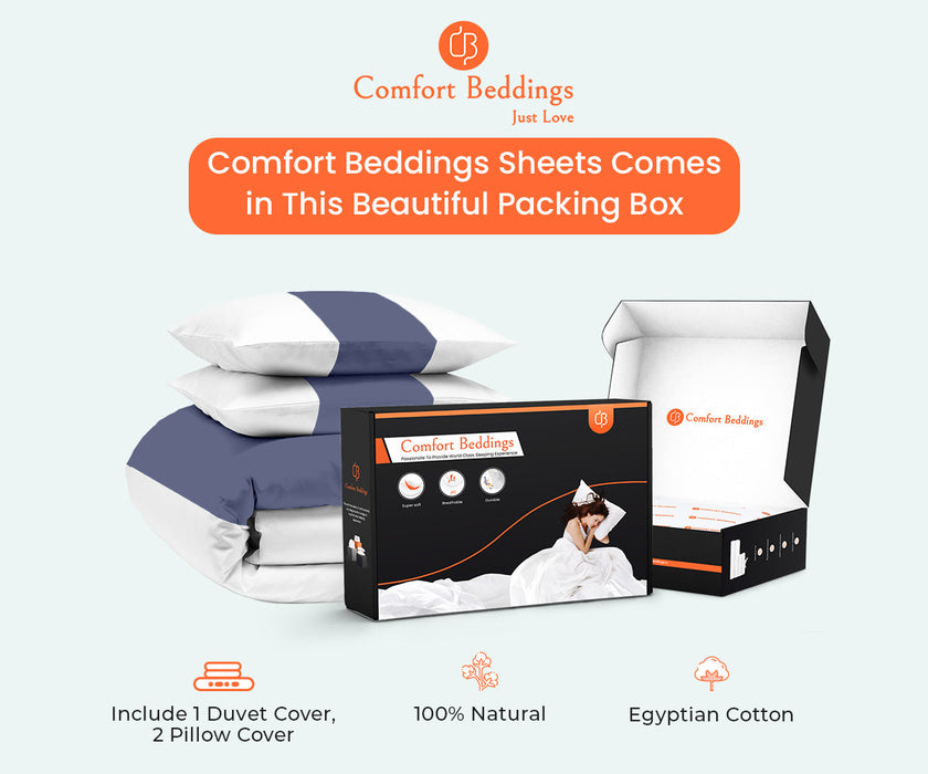 Mediterranean Blue Contrast Colour Bar Duvet Cover