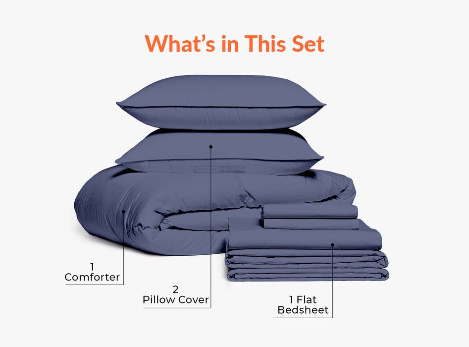 Mediterranean Blue Flat Bedsheet Combo Offer