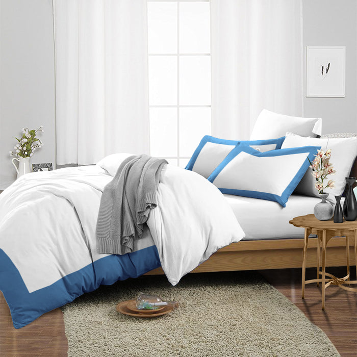 Mediterranean Blue with White Two Tone Duvet Cover