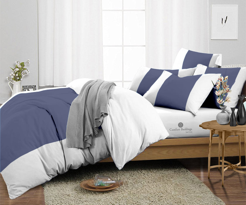 Mediterranean Blue Contrast Colour Bar Duvet Cover